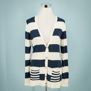 Remain Birger Christensen Size Medium M Blue Stripe Nautical Button Cardigan